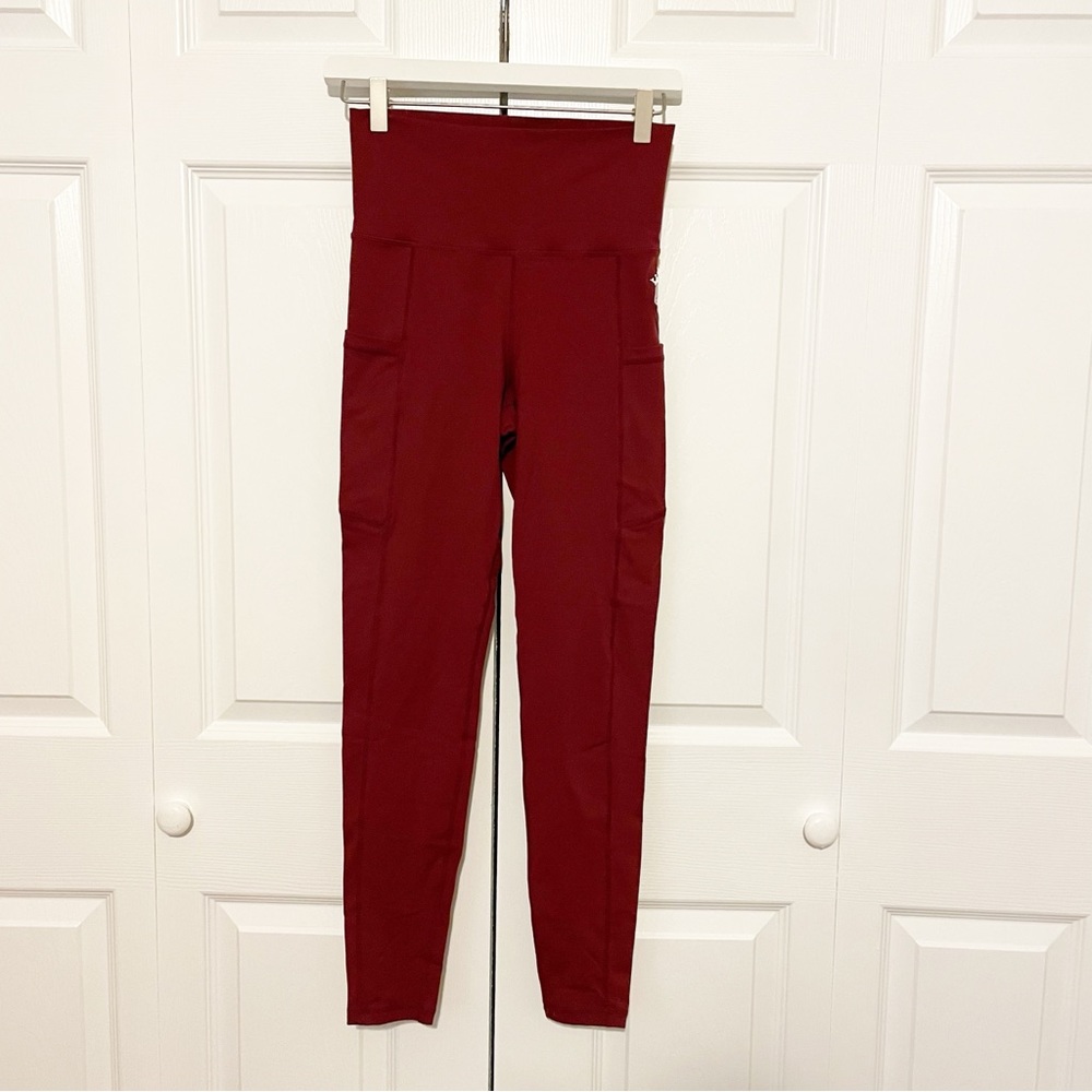 Booty Queen Apparel Leggings Size Small Pockets Maroon Super High Waisted